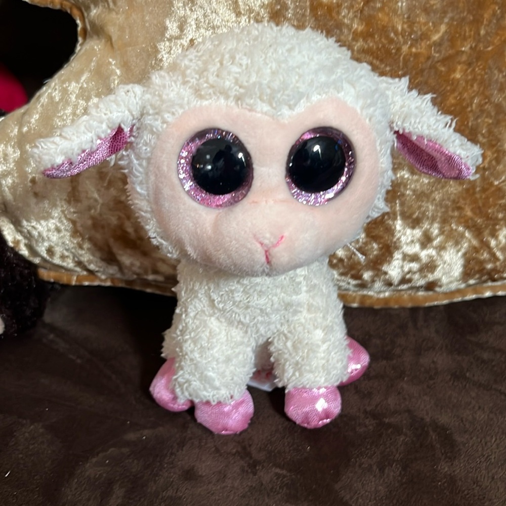 TY Beanie Boos Twinkle Lamb 10" Plush Stuffed Animal Pink Glitter Eyes 2017‎